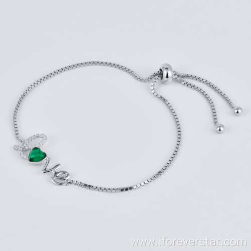 Latest Exquisite Gift Emerald Diamond 925 Silver Bracelet